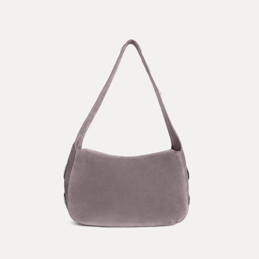 Athena Shoulder Bag Grey Suede