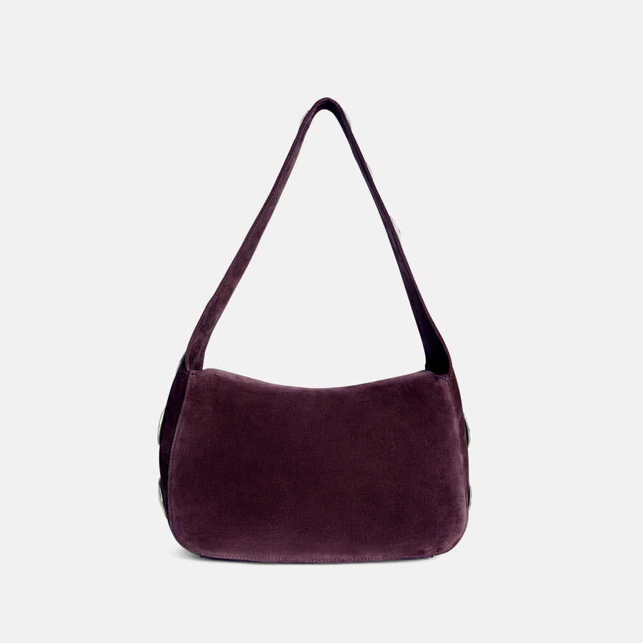 Athena Shoulder Bag Plum Suede