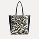 Black and white zebra calf hair Italian leather Mara shopper with matching pouch