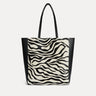 Black and white zebra calf hair Italian leather Mara shopper with matching pouch