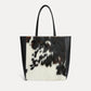 Natural black and white cowhide calf hair Italian leather Mara shopper with matching pouch