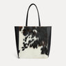 Natural black and white cowhide calf hair Italian leather Mara shopper with matching pouch