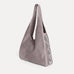 Rhea Hobo Bag in grey Italian suede with silver hardware at sides, Streets Ahead