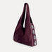 Rhea Hobo Bag in plum Italian suede with silver hardware at sides, Streets Ahead