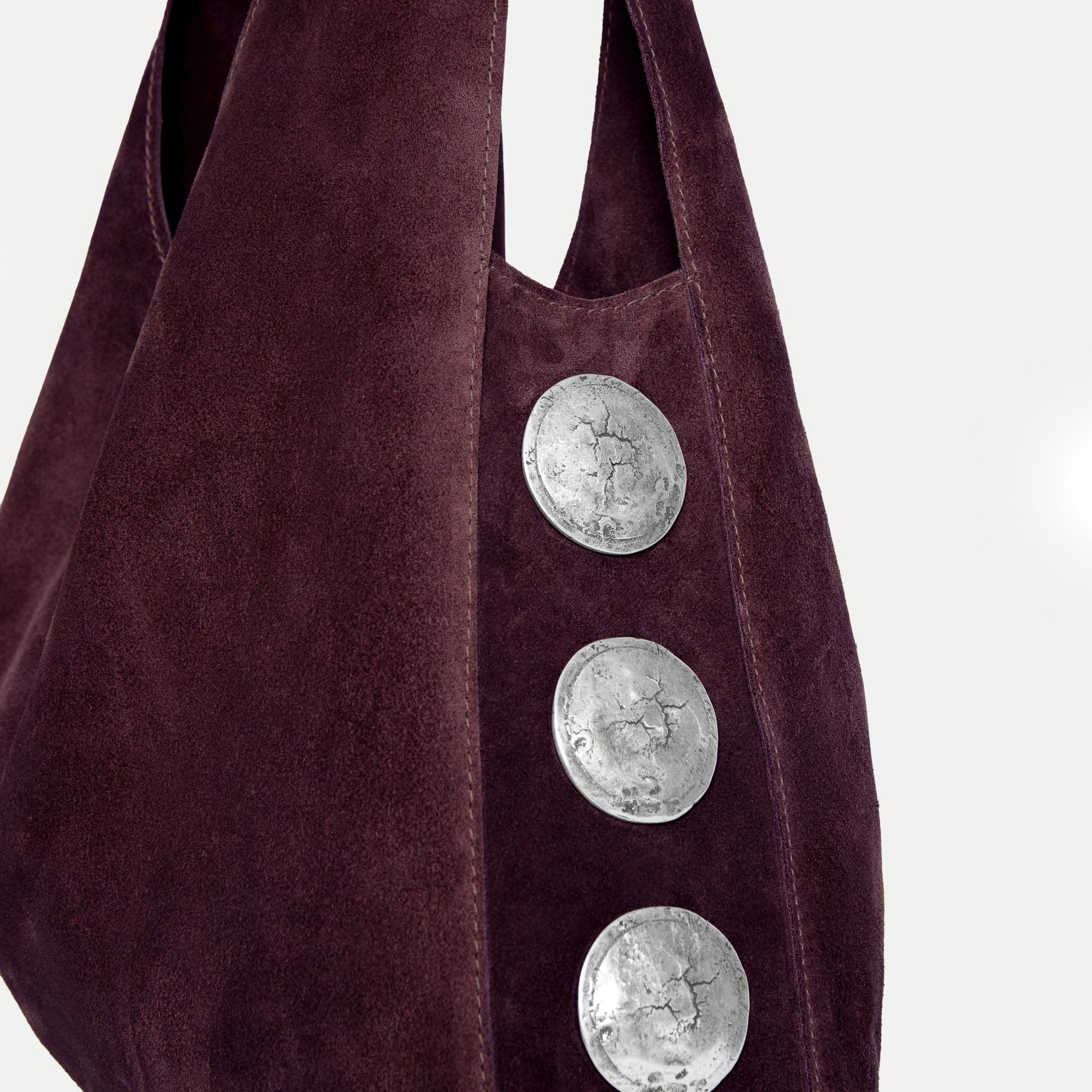 Streets Ahead Rhea Hobo — plum Italian suede, slouchy silhouette