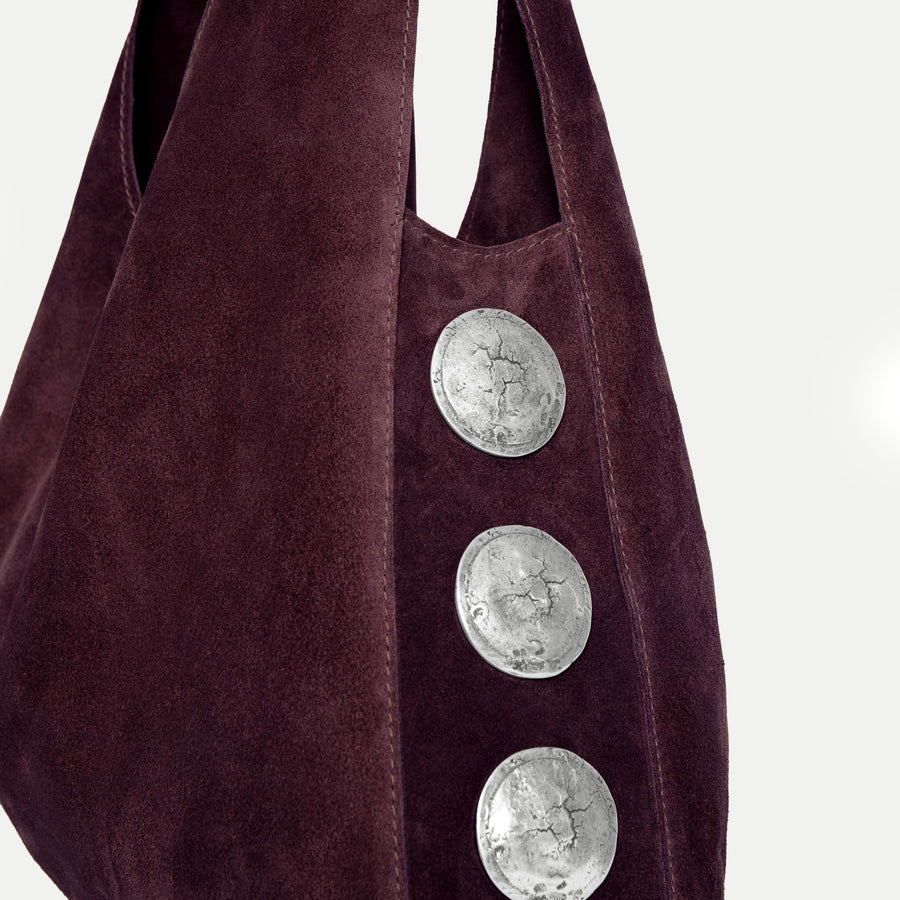 Rhea Hobo Bag Plum Suede