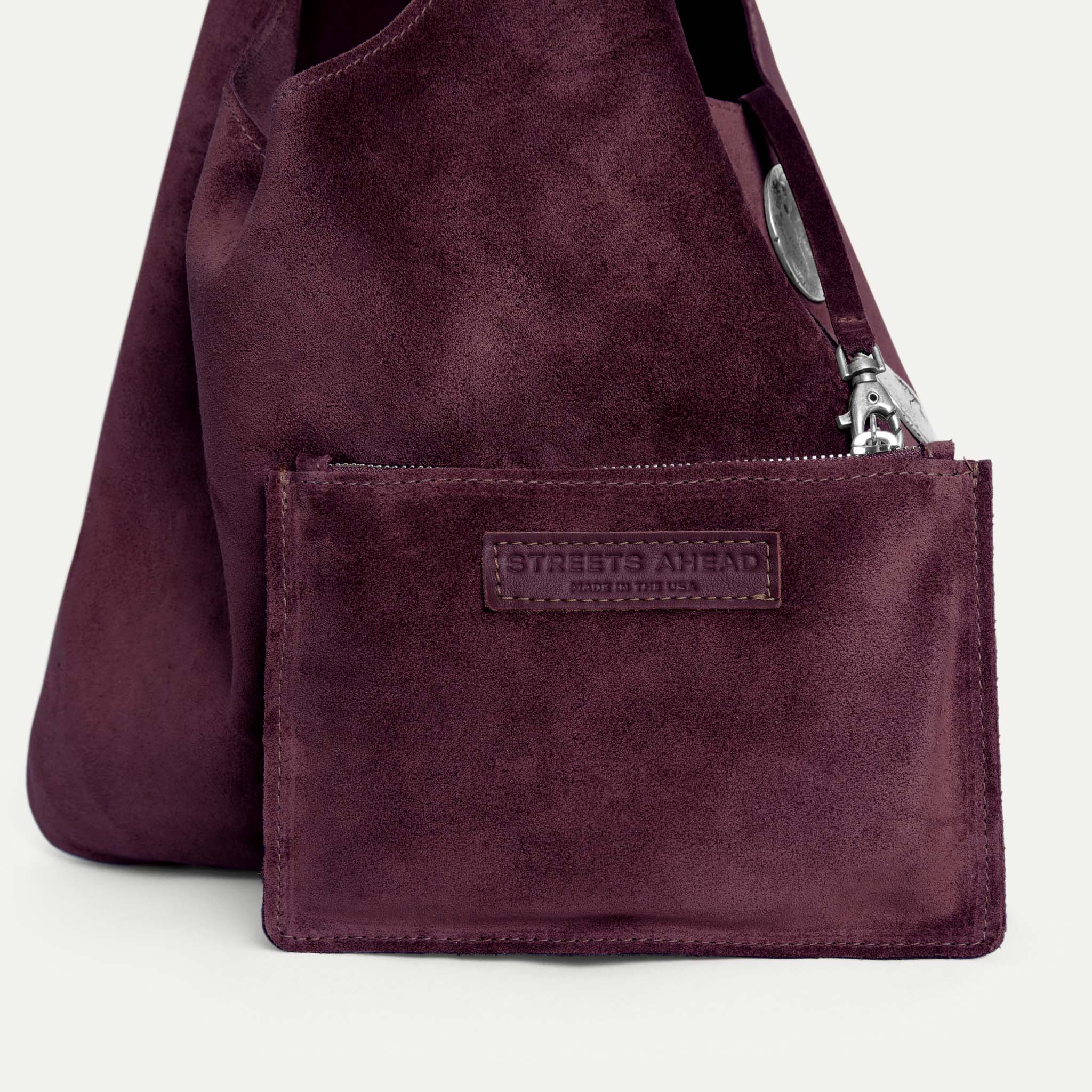 Rhea Hobo Bag Plum Suede - [description] - StreetsAheadInc