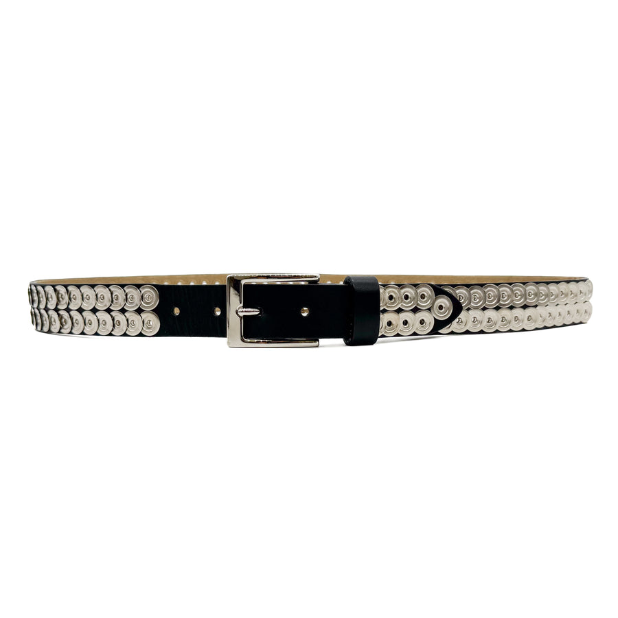 Nessa Belt - Nickel Studded black Leather Belt - Streets Ahead