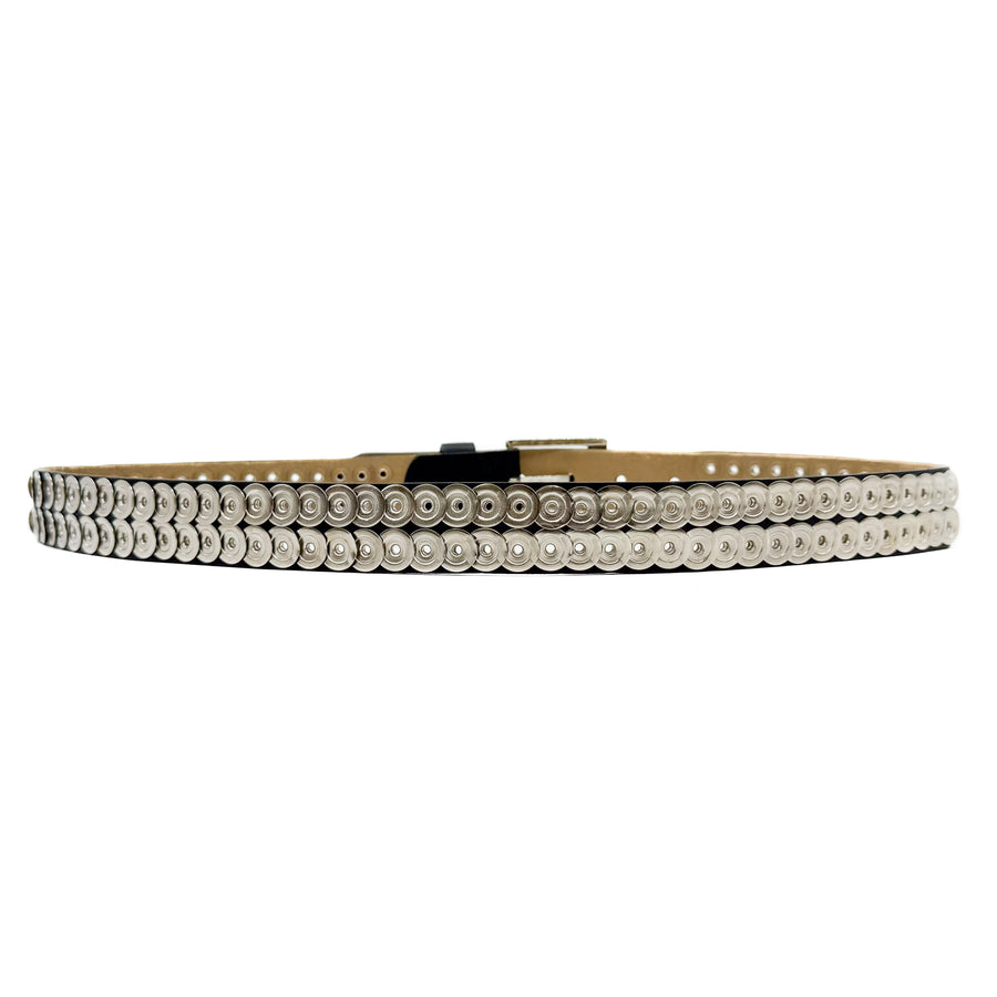 Nessa Belt - Nickel Studded black Leather Belt - Streets Ahead