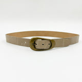 Sedona Belt - Brass Buckle Distressed Taupe Leather Belt - Streets Ahead
