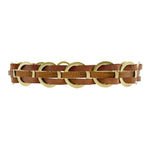 Jaclyn - Tan Woven Leather Brass Ring Belt - Streets Ahead