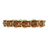 Jaclyn - Tan Woven Leather Brass Ring Belt - Streets Ahead