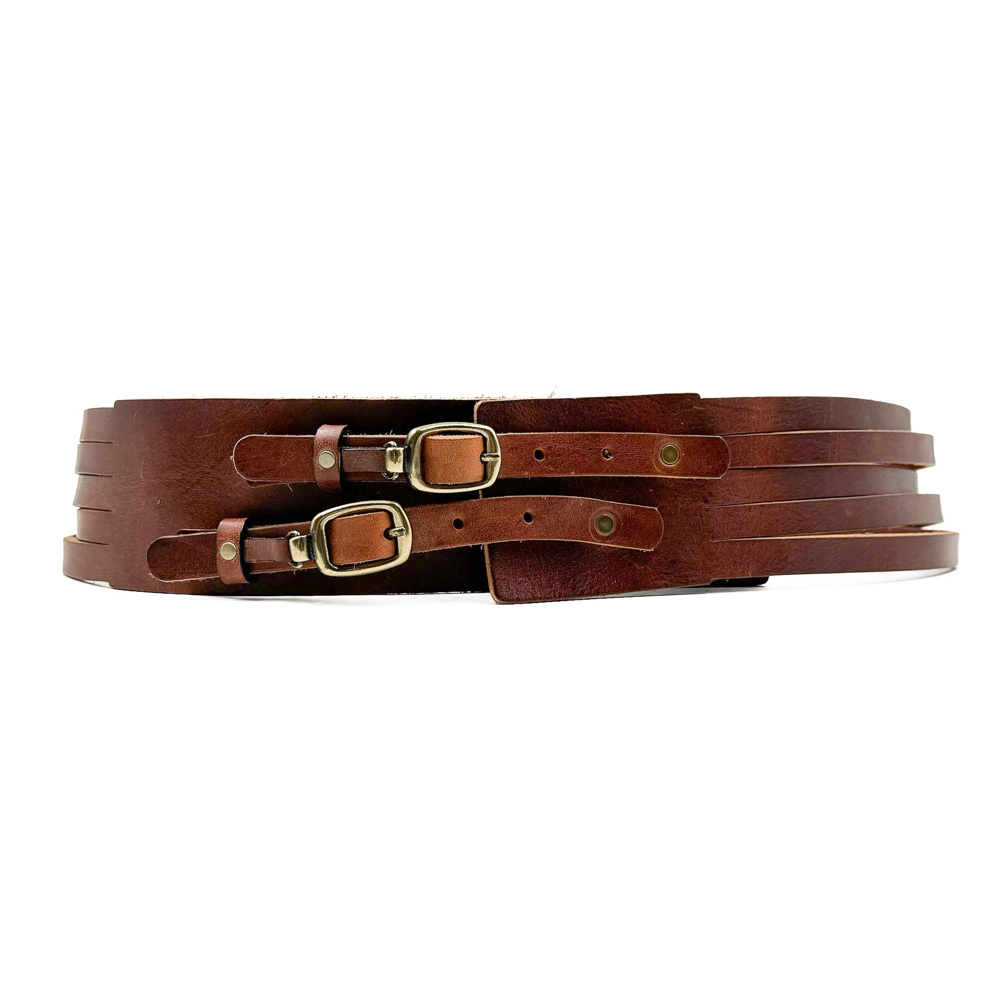 Flynn Belt - Wide Waist Cognac Leather Equestrian Style - Streets Ahead 