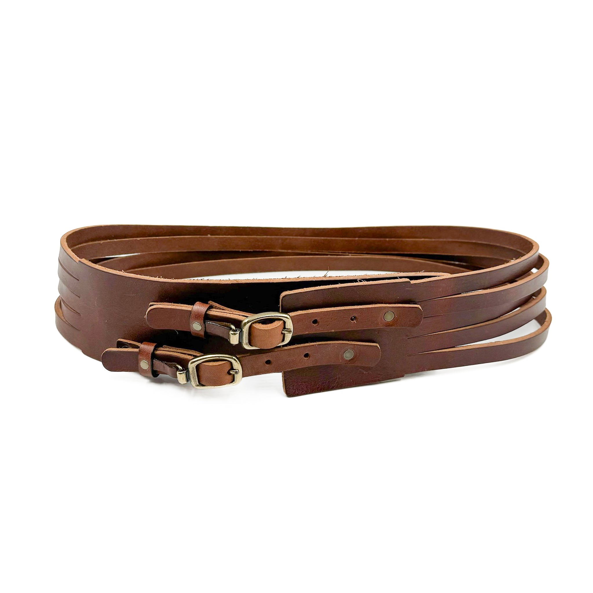 Flynn Belt - Wide Waist Cognac Leather Equestrian Style - Streets Ahead 
