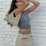 Mila Mini - Chic Handheld Suede Ivory Leather Handbag - Streets Ahead