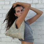 Mila Mini - Chic Handheld Suede Ivory Leather Handbag - Streets Ahead