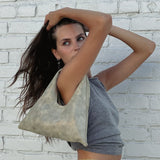 Mila Mini - Chic Handheld Suede Ivory Leather Handbag - Streets Ahead