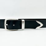 Casey Belt - Unisex Black Classic Italian Leather Silver Buckle - Streets Ahead