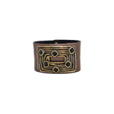 Ive Cuff - Pewter Leather Bracelet Brass Hardware - Streets Ahead