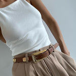 Cleo - Tan Leather Vintage Style Leather Belt - Streets Ahead