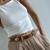Cleo - Tan Leather Vintage Style Leather Belt - Streets Ahead