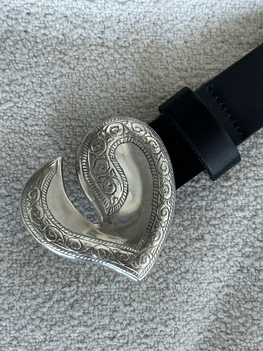 Mini Heart - Engraved Vintage Buckle Belt - Streets Ahead