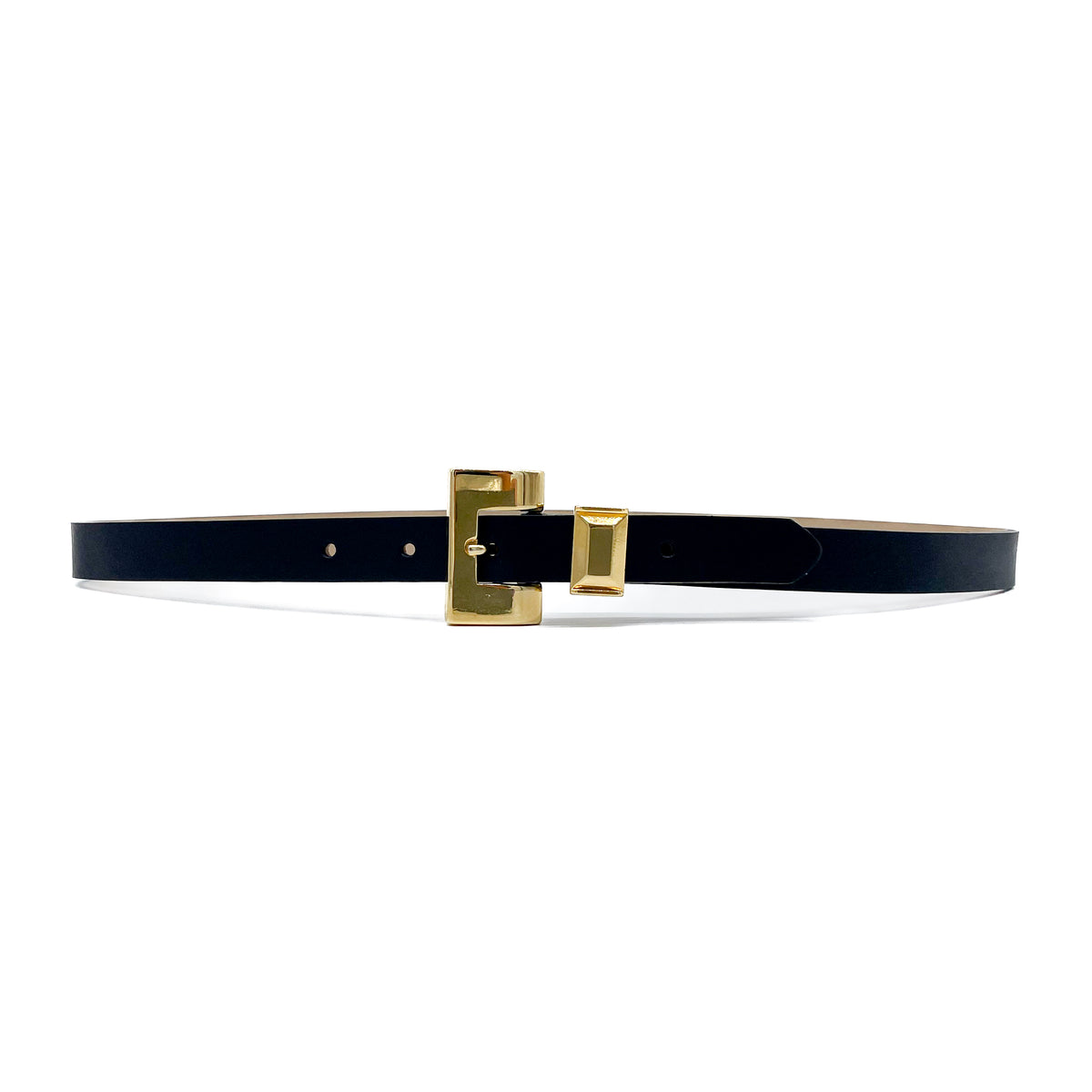 Rory Belt – Black Leather with Angular Gold Buckle | Streets 