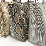 Zahara Tote - Dark Multi Color Snake Print Italian Leather Handbag | Streets Ahead