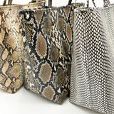 Zahara Tote - Dark Multi Color Snake Print Italian Leather Handbag | Streets Ahead