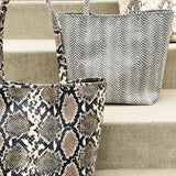 Zahara Tote - Dark Multi Color Snake Print Italian Leather Handbag | Streets Ahead