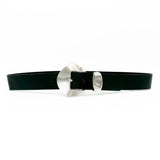 Soren Belt - Chic Black Italian Leather Belt Modern Western Silver Buckle - Streets Ahead