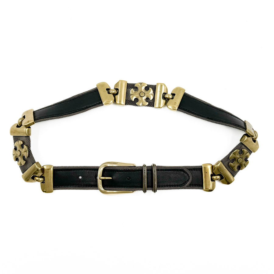 Odette - Brass Hardware Black Italian Leather Belt - Streets Ahead