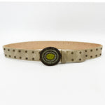 Gisselle Belt - Light Green y2k Leather Belt Brass Crystal Buckle - Streets Ahead