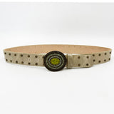 Gisselle Belt - Light Green y2k Leather Belt Brass Crystal Buckle - Streets Ahead
