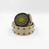 Gisselle Belt - Light Green y2k Leather Belt Brass Crystal Buckle - Streets Ahead