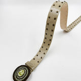 Gisselle Belt - Light Green y2k Leather Belt Brass Crystal Buckle - Streets Ahead