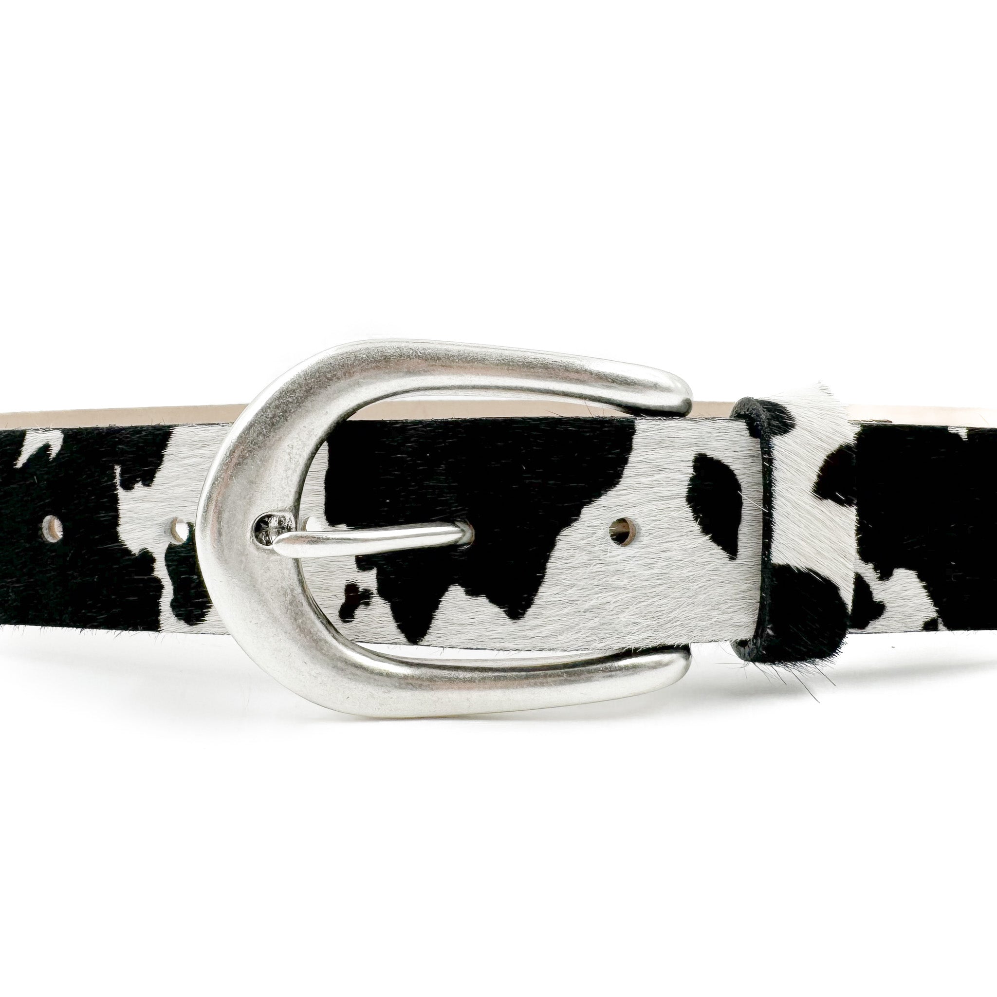 Streets Ahead Houston Belt — cow print leather belt, handcrafted in Los Angeles