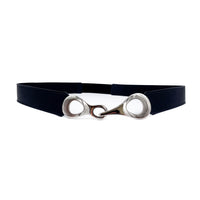 Sadie Belt - Chic Black Italian Leather Belt With Silver