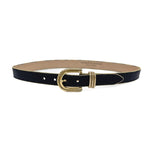 Jaden Belt - Black Leather Gold Vintage Buckle Set - Streets Ahead