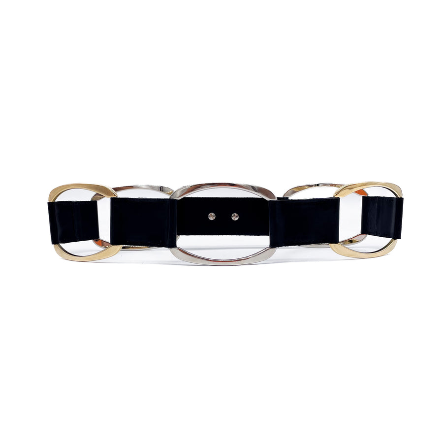 Isabella Belt - Mixed Metal Statement Black Belt - Streets Ahead