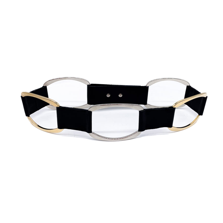 Isabella Belt - Mixed Metal Statement Black Belt - Streets Ahead