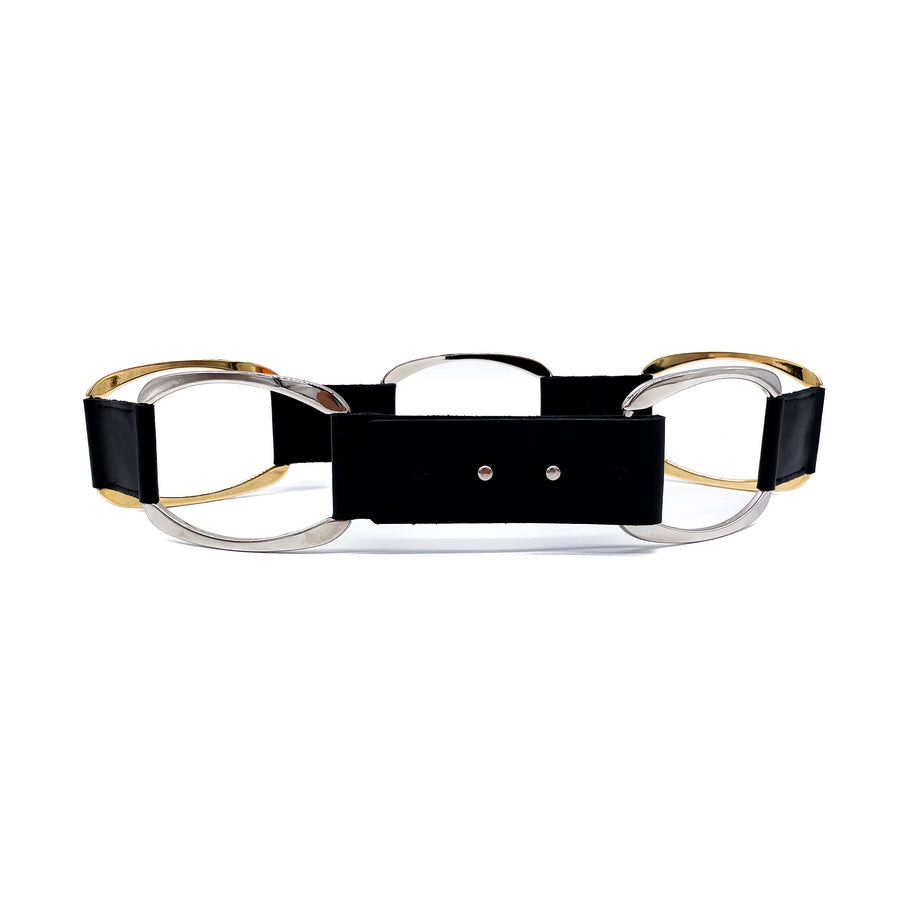 Isabella Belt - Mixed Metal Statement Black Belt - Streets Ahead