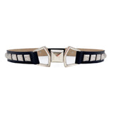 Arlo Belt - Chic Silver Pyramid Hardware Black Leather - Streets Ahead