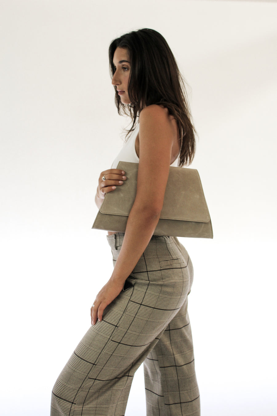 Naomi Oversized Clutch - Taupe Minimalist Handbag - Streets Ahead