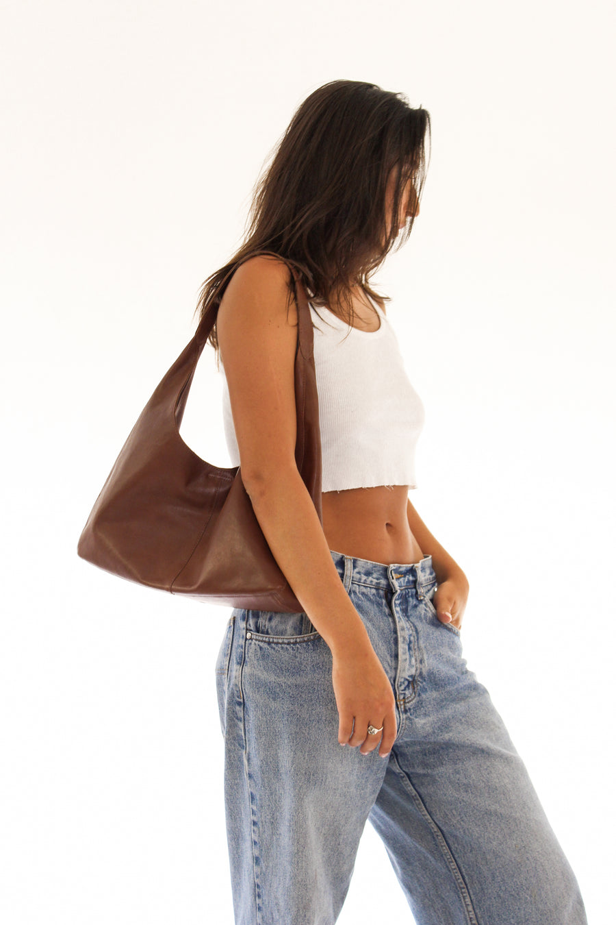 Ella Handbag - Cognac Leather Hobo Bag- Streets Ahead