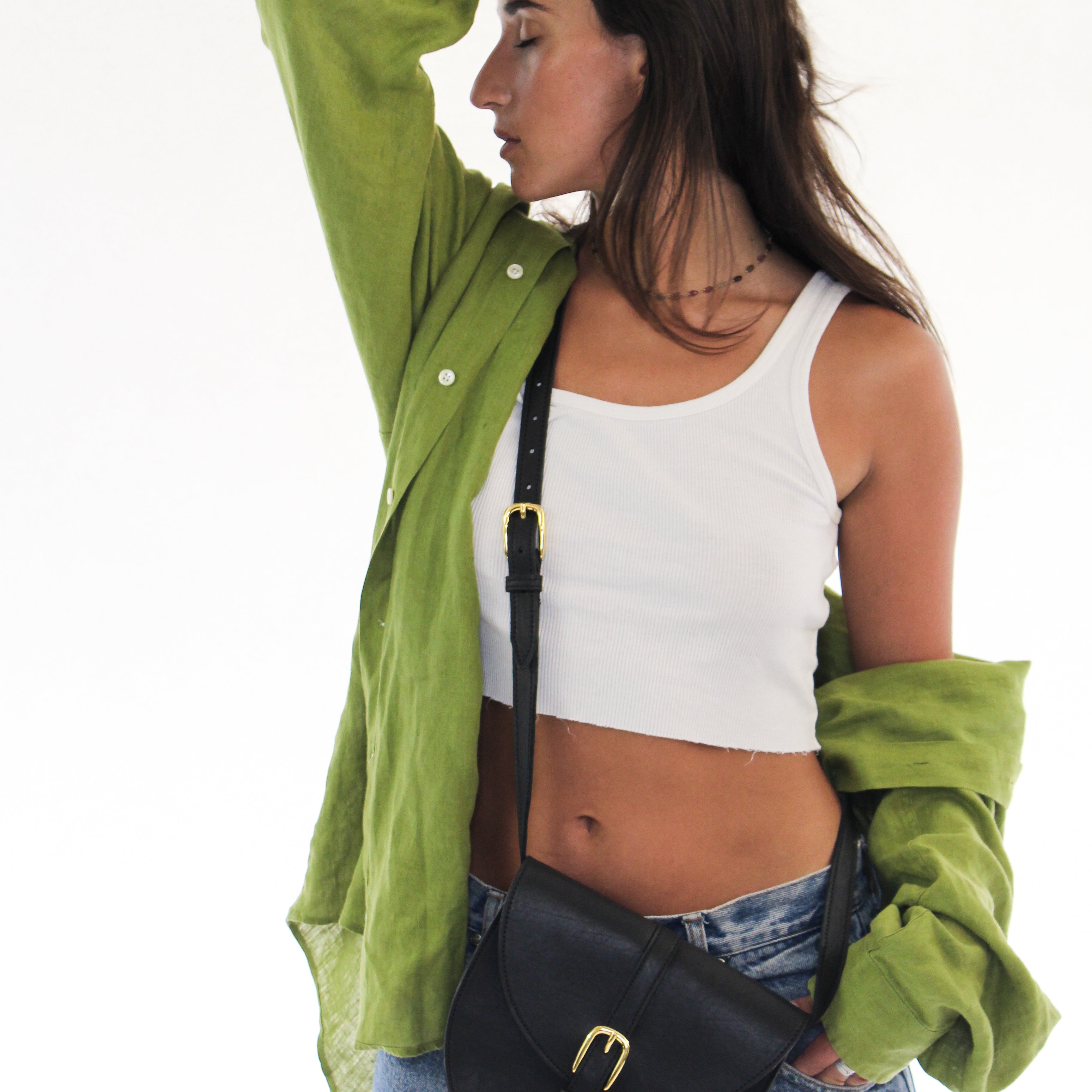 Raina Crossbody - Black Italian Leather Handbag - Streets Ahead