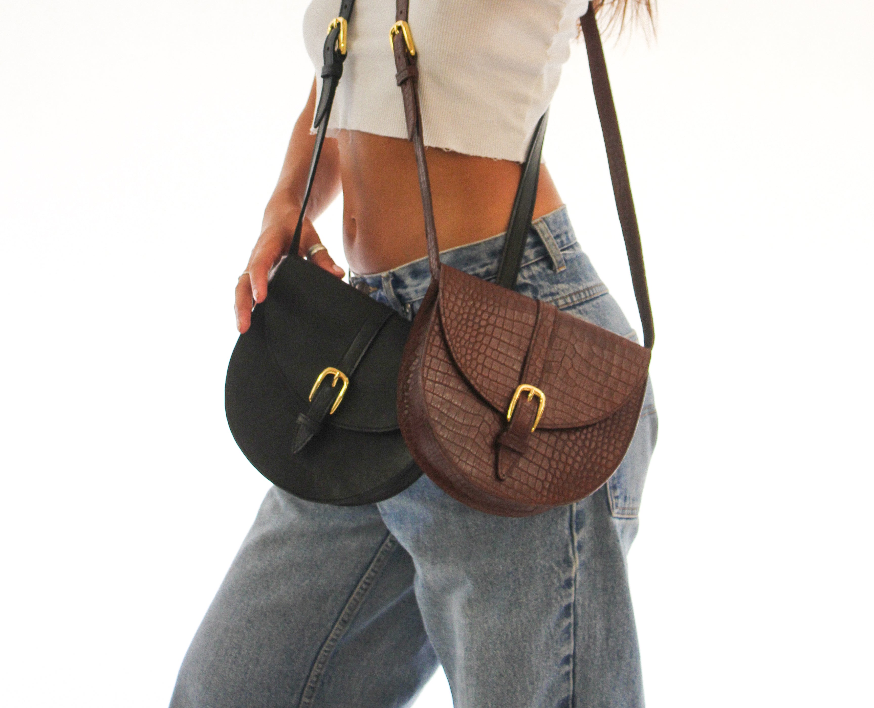 Raina Crossbody - Black Italian Leather Handbag - Streets Ahead