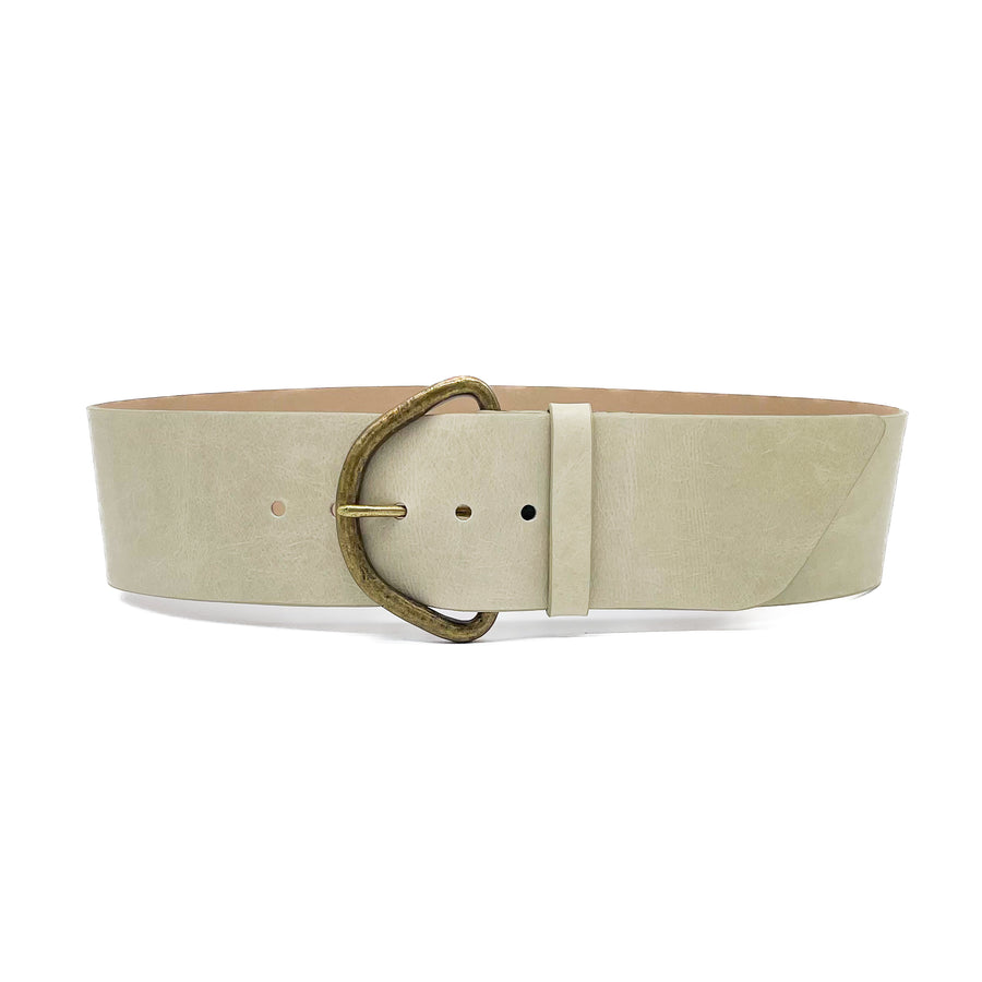 Lorelei Belt - Wide Waist Italian Leather Belt In Bone - Streets Ahead