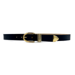 Romi - Chic Black and Gold Leather Belt - Streets Ahead