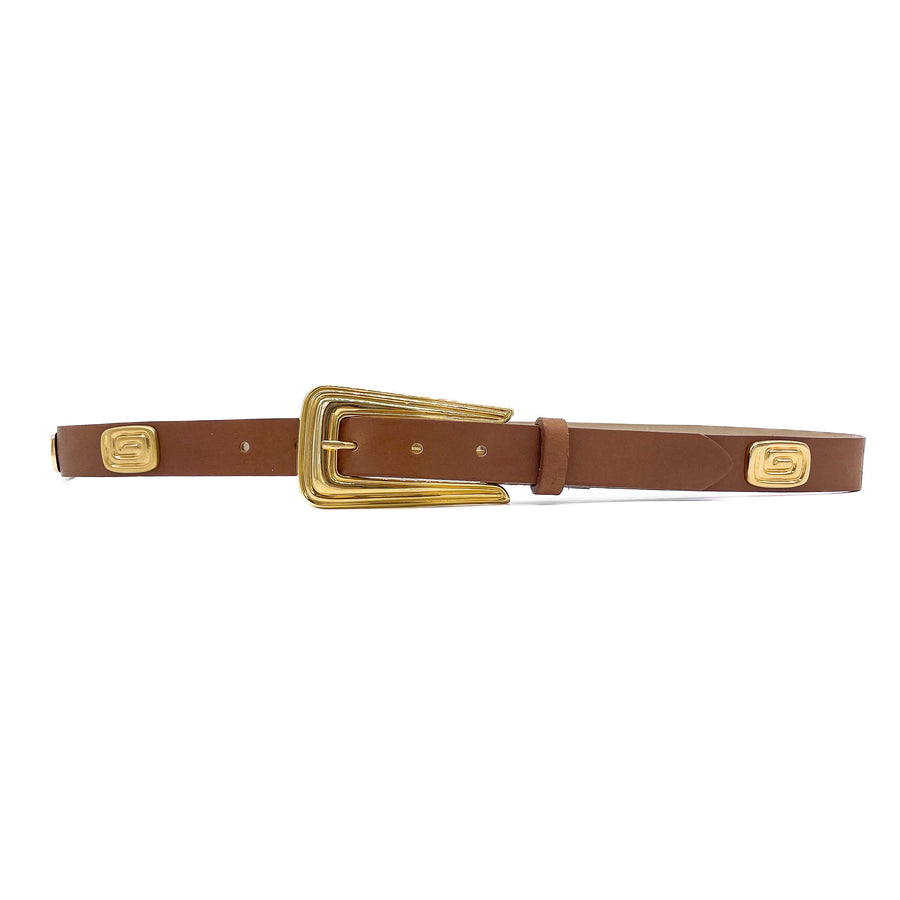 Cleo - Tan Leather Vintage Style Leather Belt - Streets Ahead